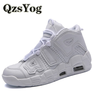 QzsYog Men Basketball Shoes Air Cushion High Top Sneakers Outdoor Sport Athletic Women Leather Ankle Boots Basketbol Ayakkabi