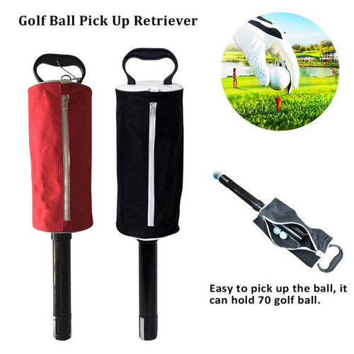 Black Zipper Golf Ball Pick Up Retriever Shag Bag Hold Up To 70 Balls Easy To Pick Up The Ball