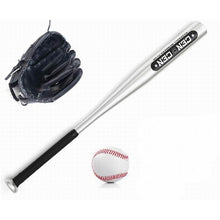 Load image into Gallery viewer, 1 Set 3pcs: 1pc Alloy Aluminium Baseball Bats 25&quot; 63cm Long, 1pc 10.5&quot; Size for Kids PVC Glove and 1pc 9&quot; Standard Baseball 1Bag